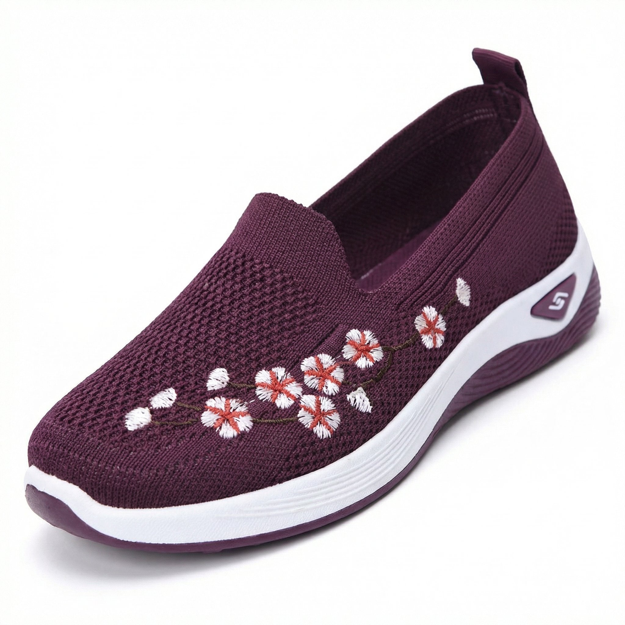 Embroidered Floral Mesh Slip-On Sneaker